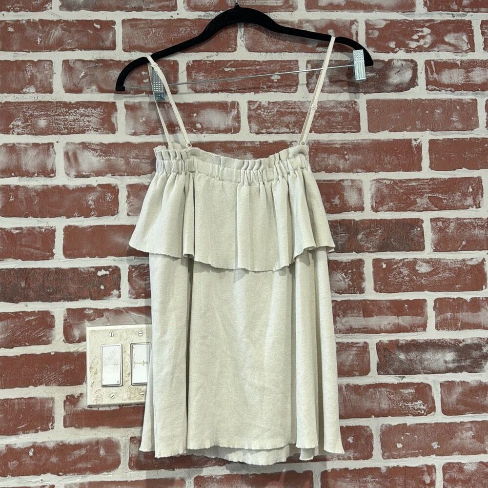 NWT Raquel Allegra Ruffle Tank Top Beige Dirty White Size XS Womens